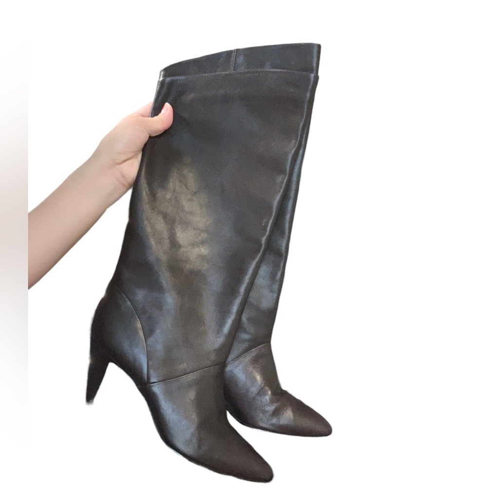 Brown Leather Heeled Boots Size 7